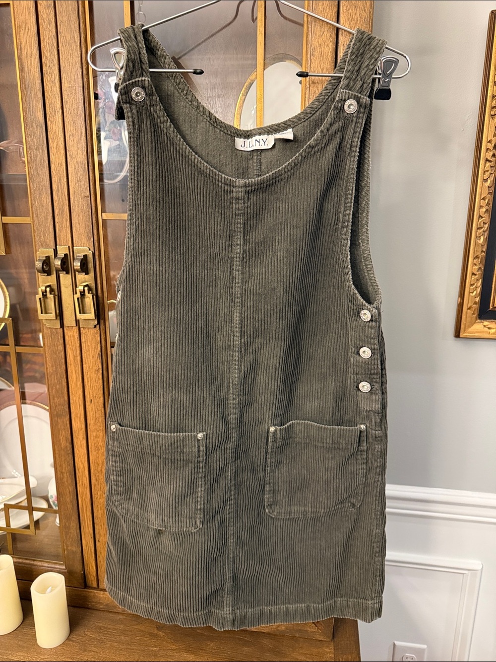 J.L.N.Y Olive Green Corduroy Dress